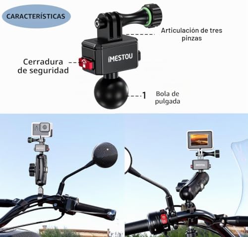 Soporte de cámara de acción Gopro con bola de 2,5cm ajustable 360° 5