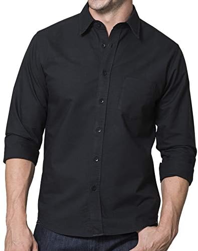 UNTUCKit Aubon Untucked Shirt for Men, Solid Black Oxford, 100% Cotton, Large Slim Fit