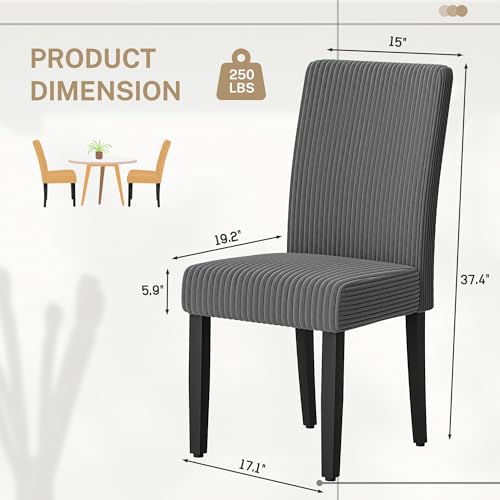 Image of Furmax Ergonomic Dining Chairs Set of 2, Upholstered Fabric Dinning Room Chairs, Velvet Kitchen Chairs with Adjustable Wood Legs for Kitchen Living Room (Velvet Grey, 2)