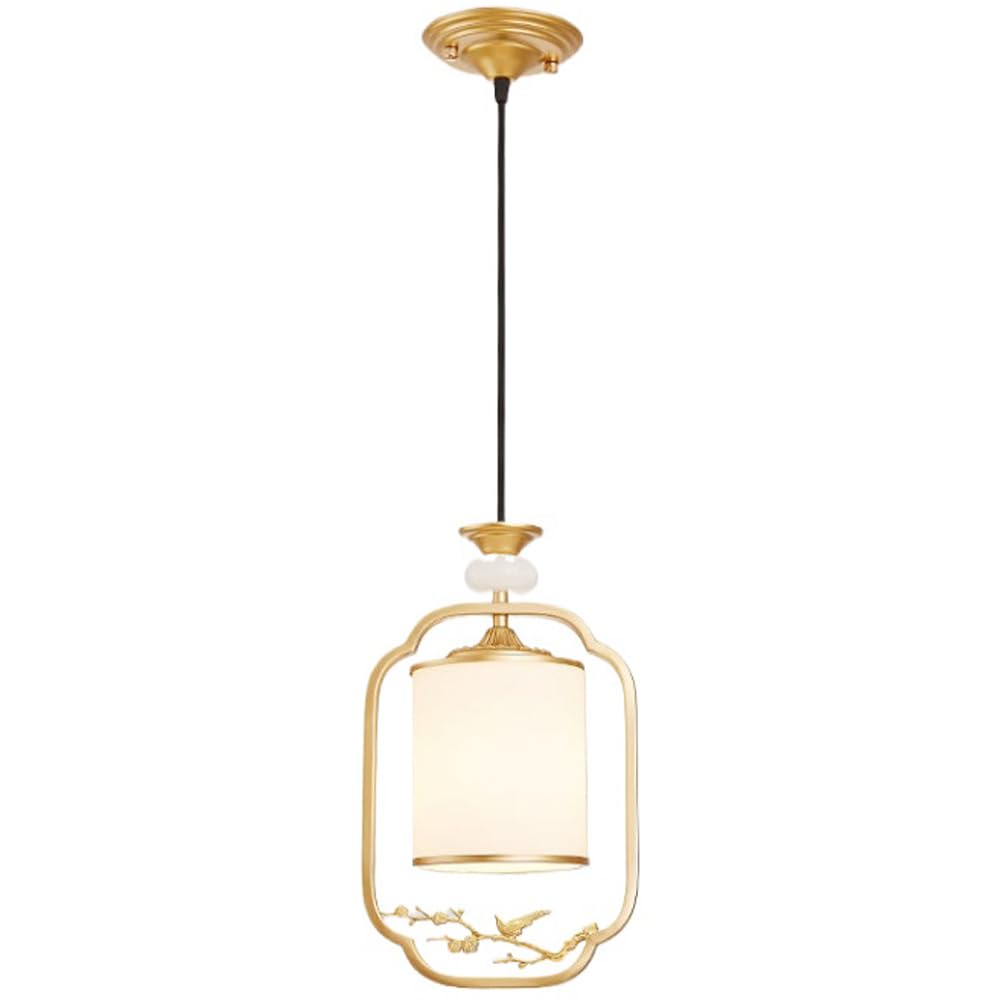 Luminaire suspendu lanterne verre doré vintage salon et bureau