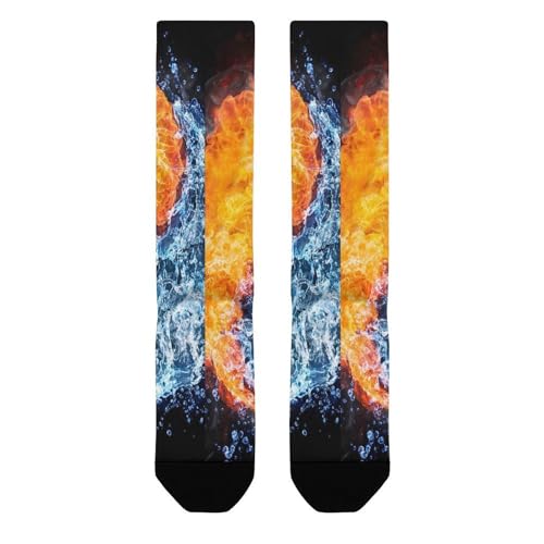 Fire and Water - Yin Yang Over The Calf Socks for Men and Women Lightweight Mid Socks Athletic Running Stockings3