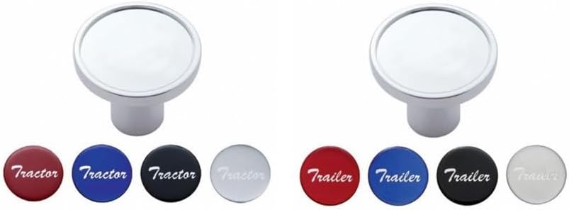 Chrome Tractor Trailer Air Brake Valve Knobs Screw-On Style (Blue, Red, Silver, Black)