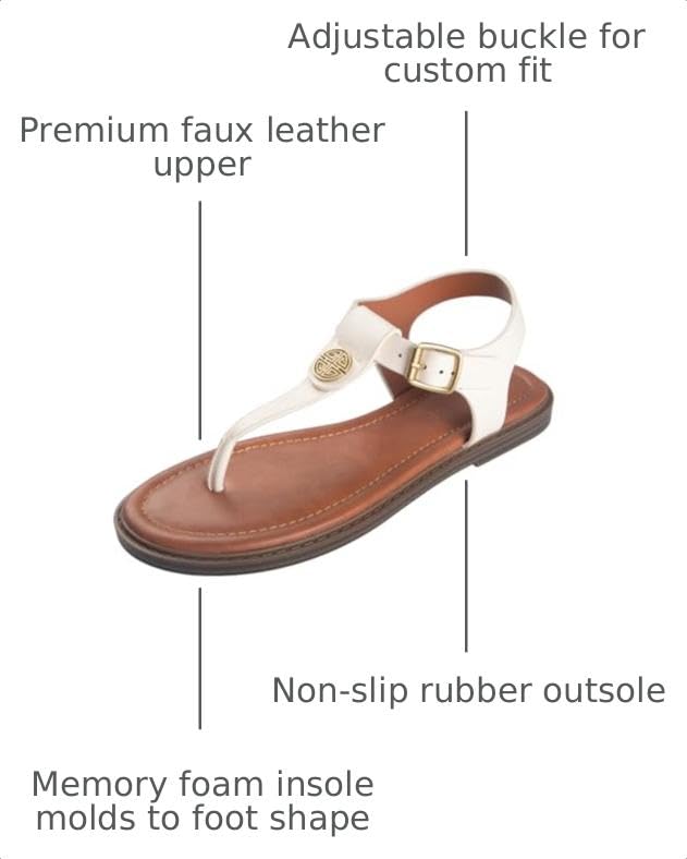 Stratuxx Kaze Women's Dressy T-Strap Flat Sandals Adjustable Ankle Buckle - image 3