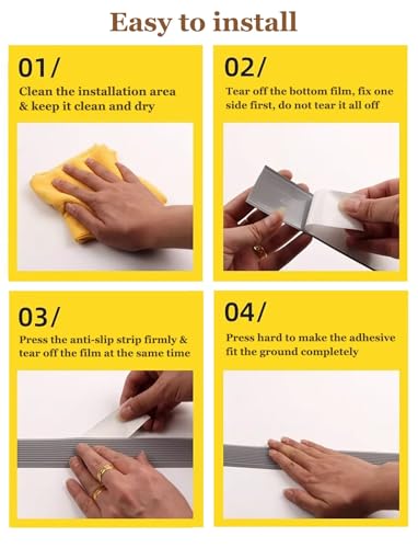 Protector de escaleras autoadhesivo de vinilo gris en rollo de 10 metros para colegios y guarderías 7