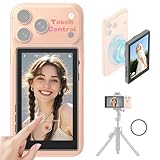 Selfie Monitor Screen Compatible with iPhone 17 and Below & Android, Magnetic Touchscreen Back Camera Vlog Monitor,4K 60fps,164ft Range,1500mAh,Selfie Screen for Vlog Live Stream TikTok YouTube(Black)