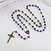 KOMI Handmade 8mm Natural Lapis Lazuli Gemstone Catholic Rosary Beads Necklace with Crucifix Cross & Centerpiece Rosaries