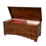 Rustic Red Door Co. Cedar Hope Chest with Waterfall Top and Tray, Amish Made Wooden Storage Trunk Box for Bedroom, Blanket, Clothes, Anti-Slam Hinges and Lock, Brown Maple Wood, Asbury Stain, 36' Long