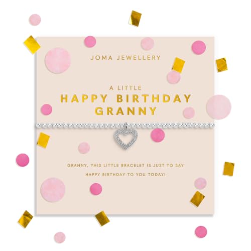 Image of Joma Jewellery CONFETTI A LITTLE HAPPY BIRTHDAY GRANNY Silver Plated Bracelet 17.5cm stretch