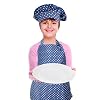 CRJHNS Kids Apron and Chef Hat Set, Adjustable Cotton Child Aprons with 2 Pockets Cute Girls Boys Kitchen Bib Aprons for Cooking Baking Painting #1
