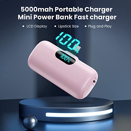 Image of Mini Portable Charger Power Bank for iPhone 17 /16 /15 Series, 5000mAh PD USB C Cell Phone Portable Power,Travel Essentials Battery Pack for iPhone 17 /17 Air /16 /16 pro /15 Series /Android /Samsung Galaxy