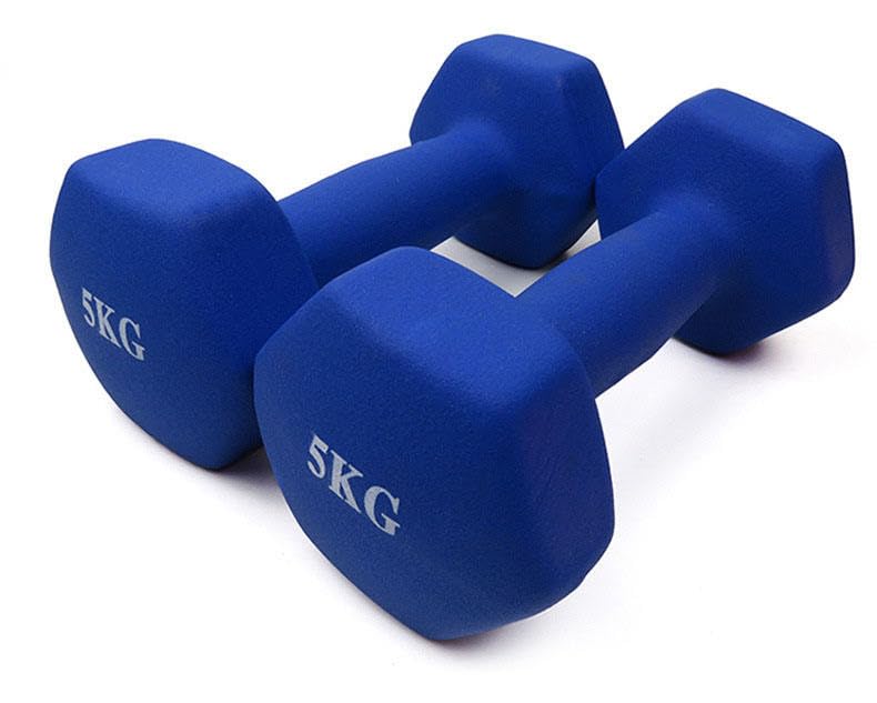 BIPOWER Mancuernas de Neopreno Antideslizantes Azules - Pesas 1 a 10kg (Venta en pares)