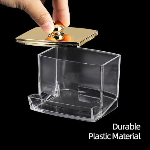 Image of Tbestmax Qtip Holder Dispenser Clear Bathroom Organizer Accessories Decor for Storage-Qtips Cotton Ball Holder - Gold