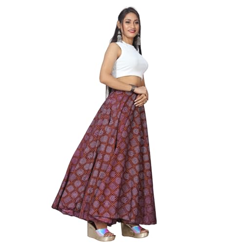 Image of JYESHTA Women's American Crepe Flared A Line Stitched Long Skirt with 12 Mtr Flare 40 in Height | Skirts for Women Long Length | Long Skirts for Girls