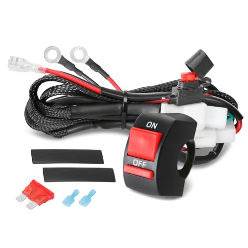 Image of 1 Lead Motorcycle Wiring Harness Kit w /Handlebar Switch 10A Blade Fuse 12V LED Light Bar Heavy Duty Nylon Wire for ATV Motorcycle Dirt Bike Motorized Bicycle - Fits 7 /8 inch Handlebars (22mm)