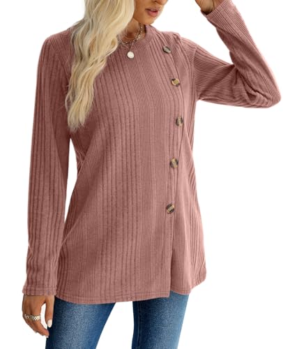 Image of XIEERDUO Long Sleeve Tops for Women Tunics Buttons Front Slit