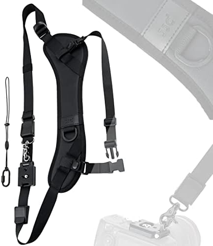 JJC NS-PRO1M Adjustable Quick Release Sling Strap, Cross Body Strap, Camera Strap, Rapid Shoulder Neck Sling Strap Belt, Breathable & Comfortable Shoulder Pad, Arca Swiss Type QR Plate Strap Eyelet