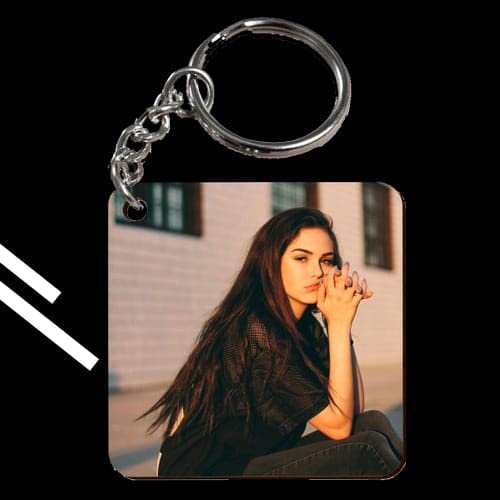 Customize Personalized Acrylic square printing keychain Black-image-9