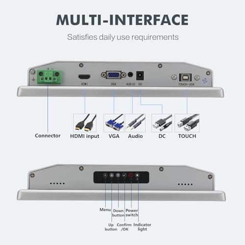 Image of 10.1 inch Touchscreen Monitor,Ratio 16:10 IPS PCAP Industrial Touch Screen Monitor with HD-MI VGA USB Port,Build-in Speakers & VESA,Touch Screen for PC,POS,Laptop,Home,RPI