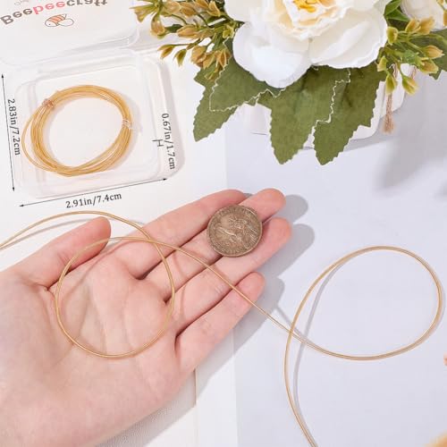 Beebeecraft 1 Box 2M Gold French Wire Real 24K Gold Plated Brass Spiral Coil Embroidery Silk Thread Gimp Bullion Wires for Sewing DIY Crafts Beading Clothes Decoration Jewelry Making Accessories - Image 3