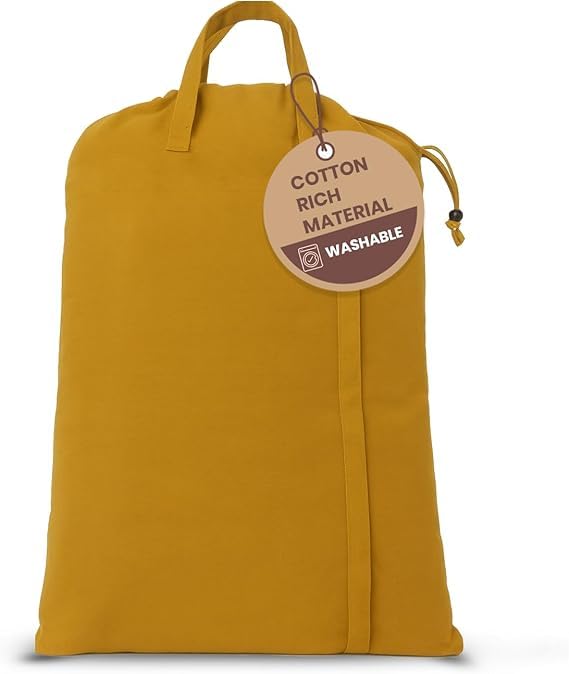 LFH Home Large Premium Cotton Rich Canvas Laundry Bag with Drawstring and Handles Heavy Duty, Multi-Use, and Washable for Home, Travel, College or Storage 28x36 (Pack of 6)-Yellow