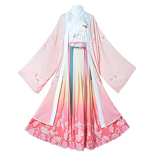 XIAOXIAO Hanfu Weibliche Chinesische Traditionelle Hanfu Kleid Tägliche Kostüme Orientalische Klassische Tanzkostüme Für Frauen, Farbverlauf Farbe(Size:L,Color:Rosa) Cover