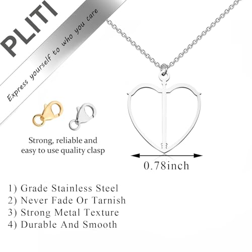 PLITI Song Of Achilles Gift Achilles Patroclus Gift Bow and Arrow Heart Necklace For Book Lover2