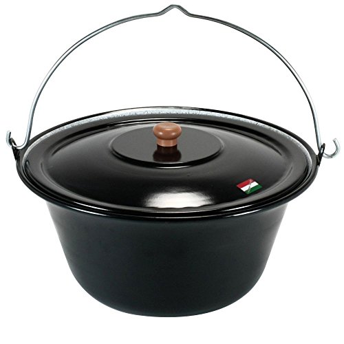 GRILLPLANET ungarischer Gulaschkessel 15 Liter mit Deckel emailliert, Gulaschtopf Set