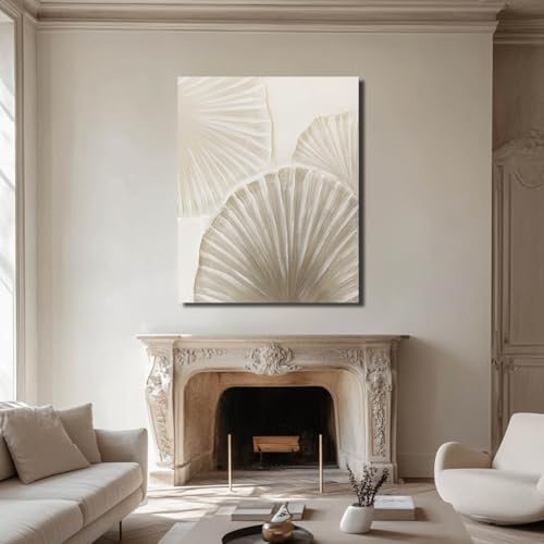 WINKAILIN Beige and White Abstract Shell Canvas Art Modern 32x40 inch Wall Decor for Living Room Bedroom Office Wall Decoration - Image 7