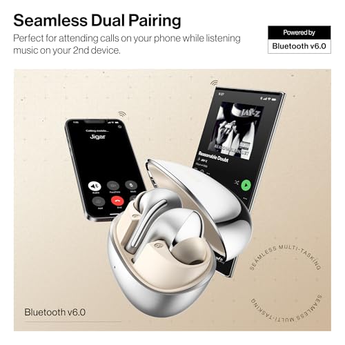 Image of Number Navo Buds X3 w / 50H Playtime, Dual Pairing, 13mm Speakers, ENC, 45ms Low Latency Bluetooth (Platinum Gold)
