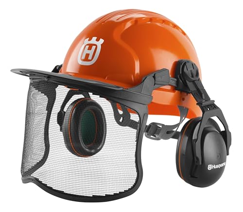 Image of Husqvarna Functional Protective Power Kit with Chainsaw Chaps, Suspenders, Safety Gloves, Protective Glasses with Lanyard and Forest Helmet, Chainsaw Safety Equipment for Landowners