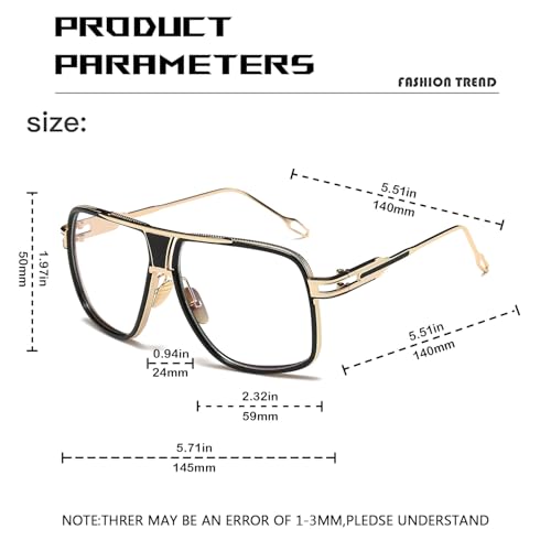 Image of Aviator Sunglasses for Men Retro Fashion Gold Oversized 70s shades