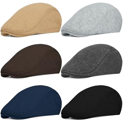 KUTTOR 6 Pieces Men's Newsboy Caps Gatsby Cabbie Driving Hunting Cap Newsboy Flat Cap Irish Hats Cover
