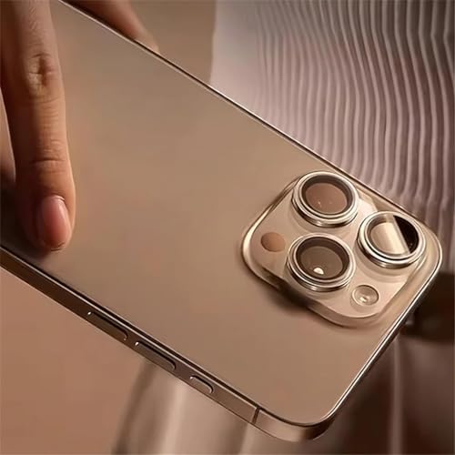 Image of PreCure Compatible for iPhone 16 Pro /iPhone 16 Pro Max Camera Lens Protector, Ultra-HD Tempered Glass Camera Cover Screen Protector Metal Individual Ring Protector Accessories, Desert Titanium