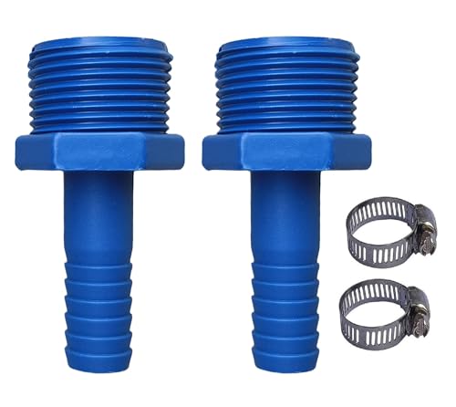 ESEKSAFAR Plastic Male Hose Collar/Nipple NPT Threaded and PVC Tube Fitting Adapter Barbed Hose Fittings WITH SS Hose clamp (1” X 1/2”inch, 4pcs/set)