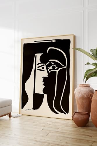 Affiche Le Baiser de Picasso : peinture abstraite noire et blanche de 30x40 cm