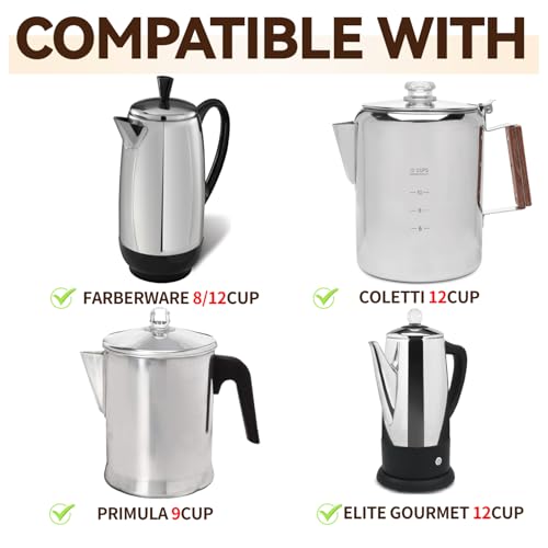 Image of Paper Coffee Filters Compatible with Farberware Coffee Percolator, 150 Pcs Perforated Filter for Farberware 8 /12 Cup, Coletti Bozeman 12 Cup, Elite Gourmet EC812, Cuisinart PRC-12N