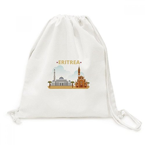 Toile Drawstring Backpack imprimé Château Érythrée sac voyage léger