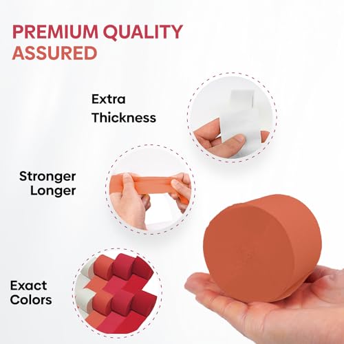 Image of 8 Crepe Paper Streamers, 656ft Pack of Red White & Orange Party Decorations | Each roll is 82 ft long and 1.8 Inch wide ideal for Birthday Party Decor, Anniversary Parties and Valentine's Day