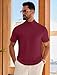 Vssjavun Men's Mock Turtleneck T Shirt Short Sleeve Solid Basic Tee Soft Casual Pullover Top Wine Red