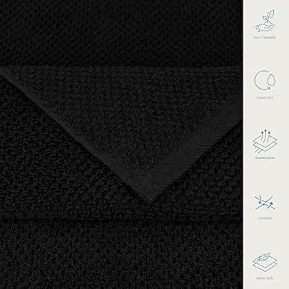 Casa Copenhagen Popcorn Textured 4 teiliges Badetücher Set - Schwarz, 550 g/m², 4 teiliges Badetücher, Baumwolle Handtüchern Rau und zäh Einsatz, Geschenkset für Badezimmer – Bild 5