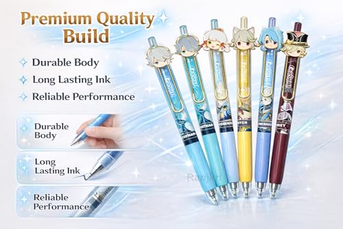 Image of Anime Gel Pen Set 6 Pcs, Cute Cartoon Character Pens, 0.5mm Smooth Writing Black Or Blue Ink Pens, Kawaii Stationery Gift Set for Kids Girls Boys School Office Supplies