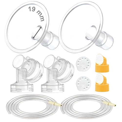 Image of Maymom Breast Pump Kit Compatible with Medela Pump in Style Advanced Pump; 2xTwo-piece 19mm Breastshield, 2 Valve, 4 Membrane, 2 Replacement Tubing; Replacement Part for Medela Shield, Silicone Valve