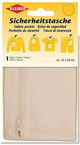 Kleiber Tasca di sicurezza con chiusura lampo, 14 x 20 cm, colore: ecrue