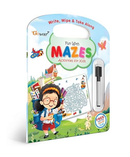 Image of Write, Wipe & Take Along Play With Mazes With Pen :- Interactive Maze Solving Fun for Children, fun reusable pen maze book, educational reusable maze workbook kids,
