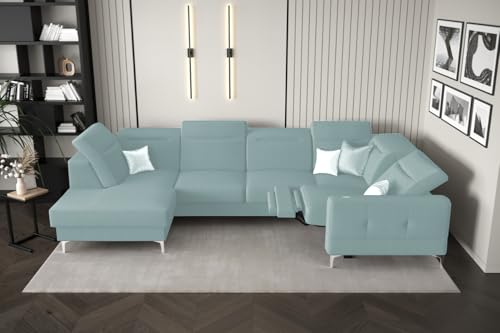 Friderik Sofá esquinero Malibu Max II con función de descanso y relajación, 180 x 350 x 182 cm, reposacabezas regulable en altura, tejido Gemma, patas metálicas modernas (marrón oscuro, derecha)