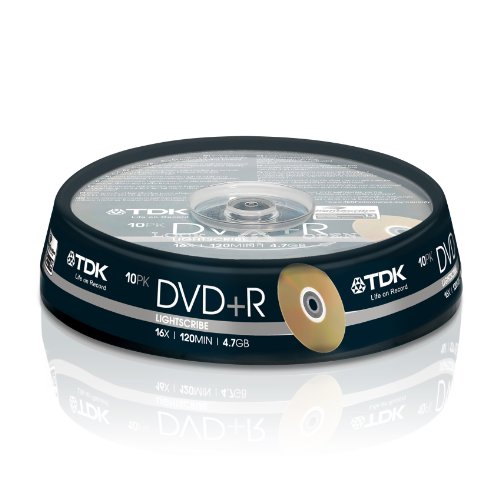 TDK DVD+R, 4.7Gb, 16x, Lightscribe, Spindle 10, tdk dvdr, recordable, blank dvd