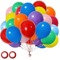 OHugs Party Balloons Pack - 50 Pcs 10 Inch Assorted Colors Rainbow Balloons, Strong Multi Colored Helium Balloon of Thick Latex for Kids Birthday Party Celebration, Baby Shower Decorations, School Fun