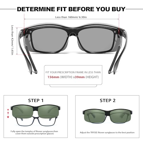 Image of Trysee Polarized Fit Over Glasses Sunglasses for Men Women with Semi Rimless Frame & UV Protection Lenses TS1218M