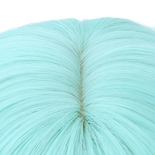 Image of PATTNIUM Mint Green Bob Wig for Kids Girls Short Light Green Straight Wig with Bangs Cosplay Party Synthetic Rose Net Daily Wear Wig