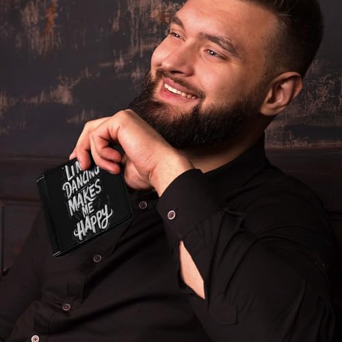 Line Dancing Makes Me Happy Slim Leather Biford Wallet for Men with 6 Card Holders Cash Pockets for Travel4